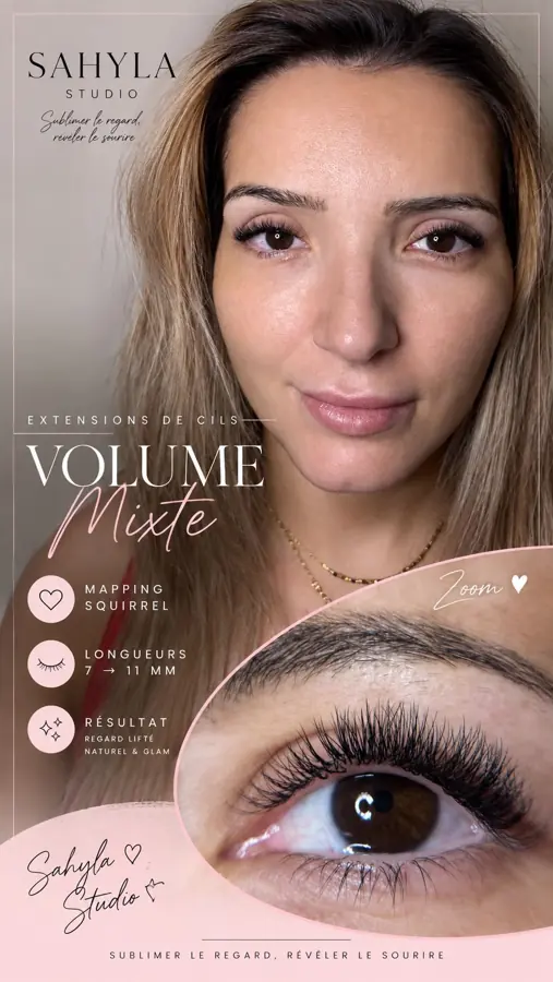 Affiche Sahyla, extensions de cils volume mixte